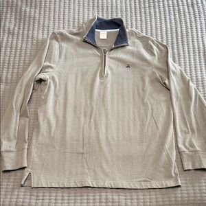 Brooks Brothers Khaki and Navy Quarter-Zip Pullover